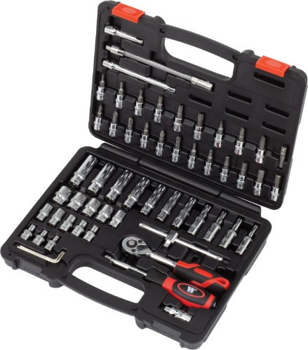 Juego de Dados; 57 Piezas Profundas y Superficiales, Cromo, Perfil Gearlock 1/4''