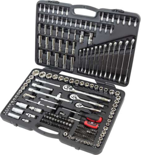 Juego de Dados; 1/4'', 3/8'', 1/2'' (216 Piezas) incl. Llaves de Boca