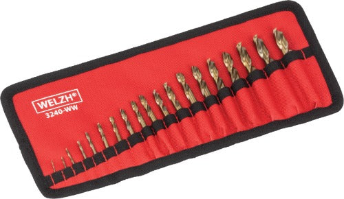 Juego de Brocas, Cobalto Totalmente Rectificado Extra Corto; Juego de 19 Piezas