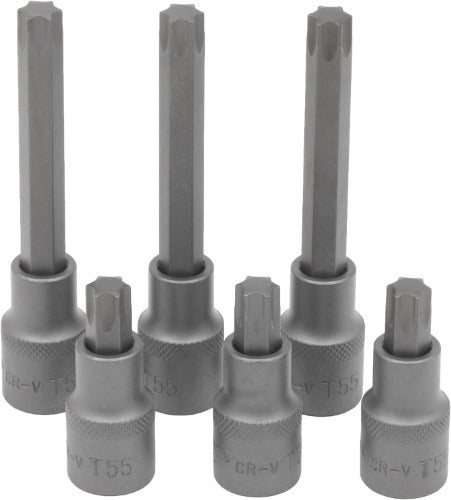 Vaso de Puntas; Juego de 6 Puntas Torx, Acero S2, T55 1/2'' de carraca 2866-WW