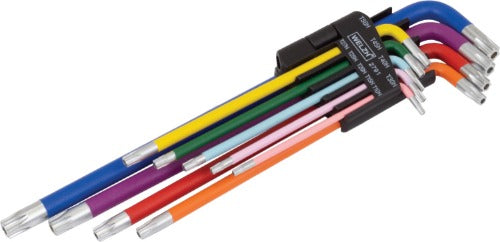 Juego de 9 Llaves Torx de Seguridad Extra Largas T10H-T50H (Serie Arcoíris) 2791-WW