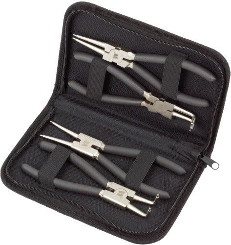 Juego de alicates para anillos de retención; 4 piezas, 175 mm