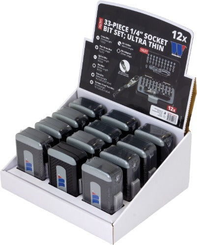 Juego de puntas; Juego de puntas con vaso de 33 piezas de 1/4'' Ultra delgado **CANTIDAD EN EXHIBIDOR 12** 3090-1-WW