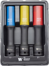 Juego de Dados de Impacto Protectores; Largos, 17, 19, 21 mm, 1/2''