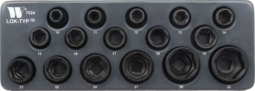 Juego de Dados: Superficiales, para Impacto, 1/2'' de carraca, Tipo Lok, 10-32 mm