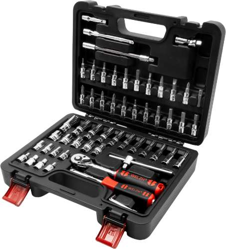 Juego de Dados; 57 Piezas Profundas y Superficiales, Cromo, 1/4'' 6 Puntas