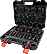 Juego de Dados; de Impacto, Profundos + Superficiales 1/2''d 40 Piezas 10-30mm