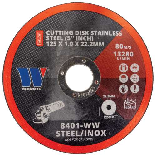 Disco de Corte para Acero Inoxidable 125 x 1.0 x 22.2 mm (5'' pulgadas) WerkConnect® (400 por caja)