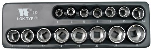 Juego de 15 Dados Bajos Lok-TYP 3/8" 8-22mm 1233-WW