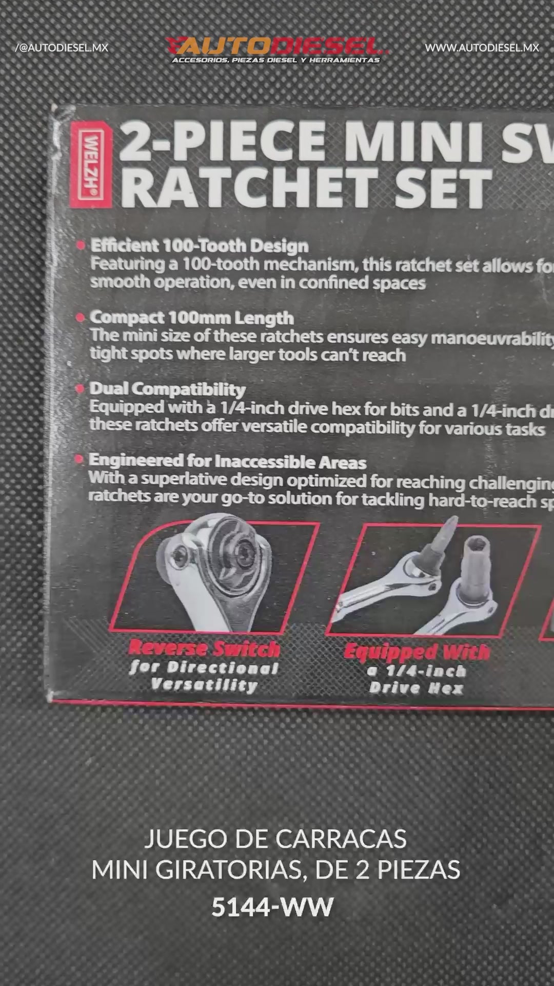 Juego de Carraca Mini Giratoria de 2 Piezas 5144-WW