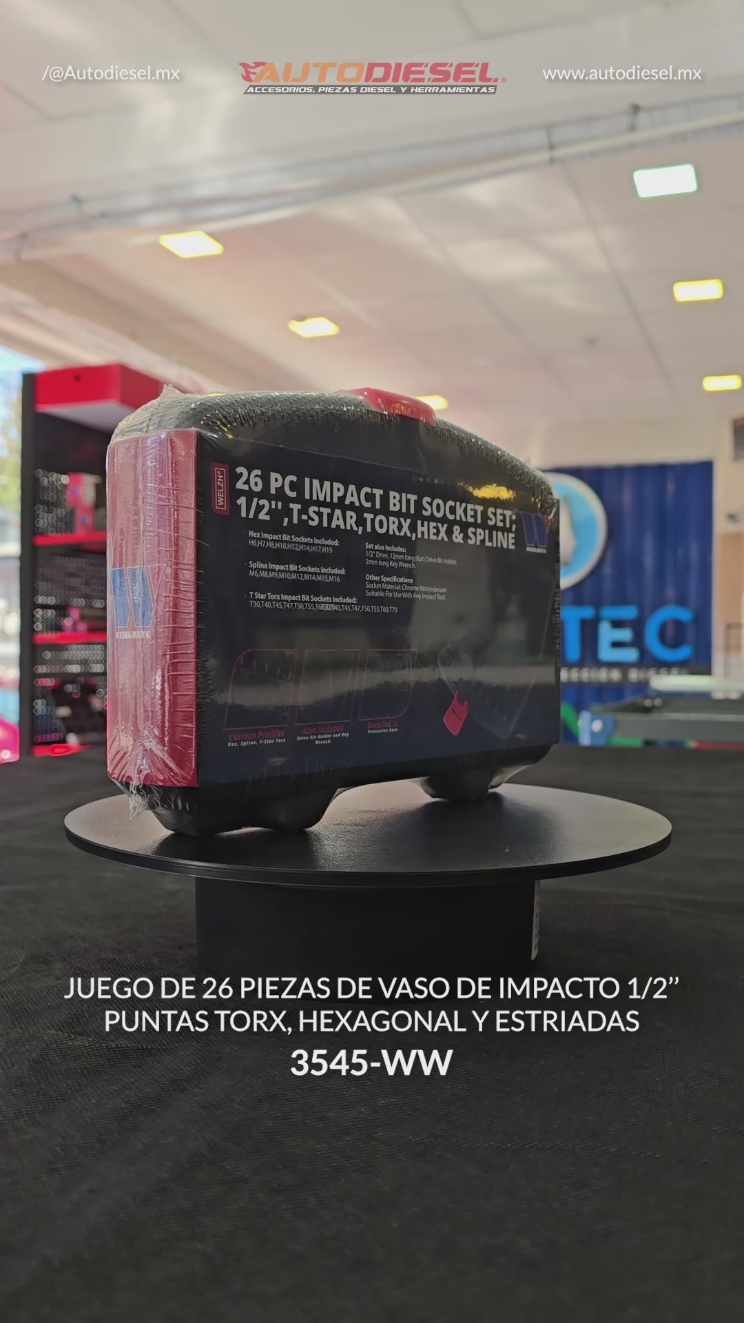 Juego de llaves de vaso; Impacto, 1/2'', Torx, hexagonal y estriado 3545-WW