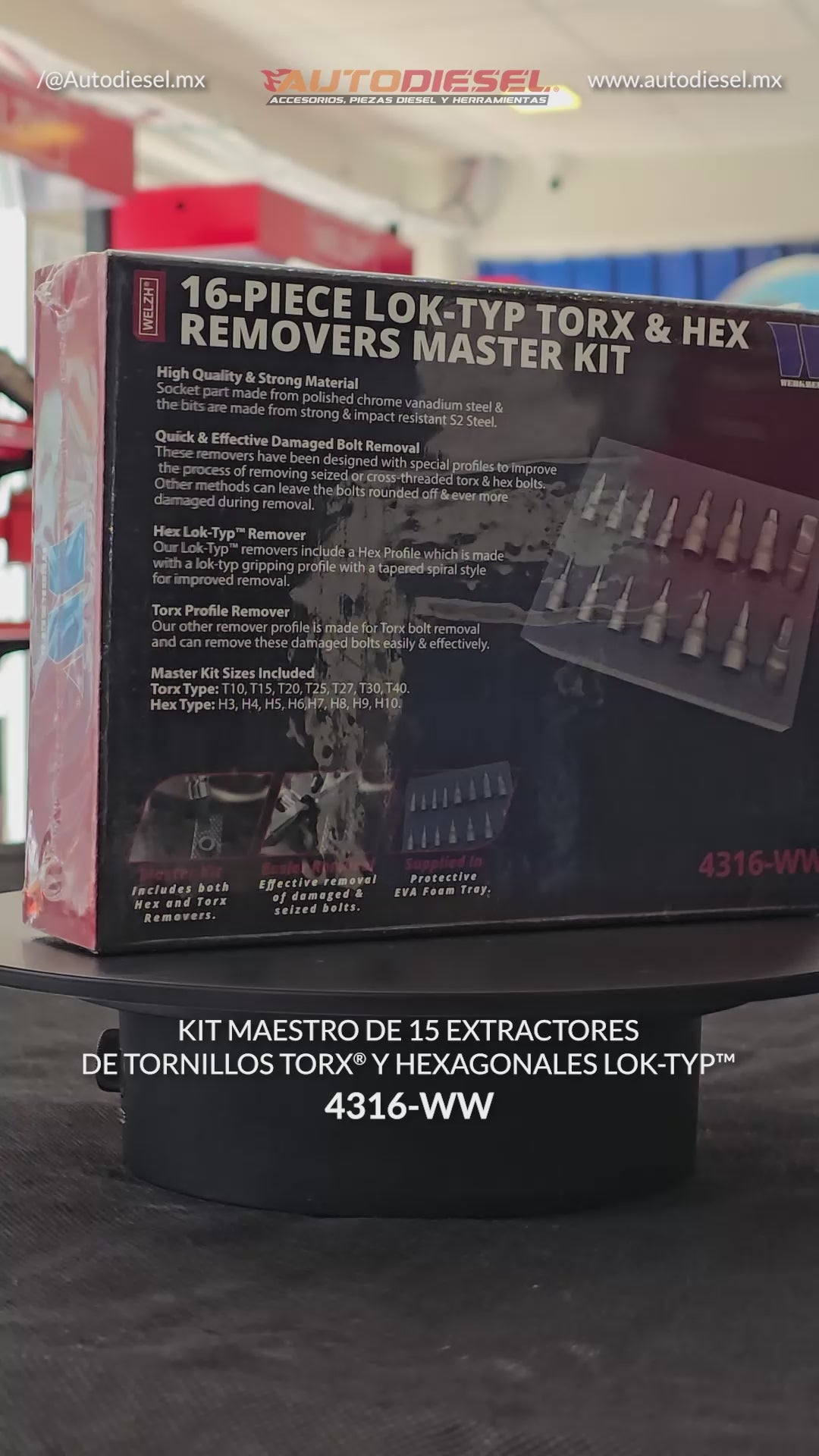 Removedores Torx® y hexagonales Lok-Typ™ de 15 piezas, kit maestro 4316-WW
