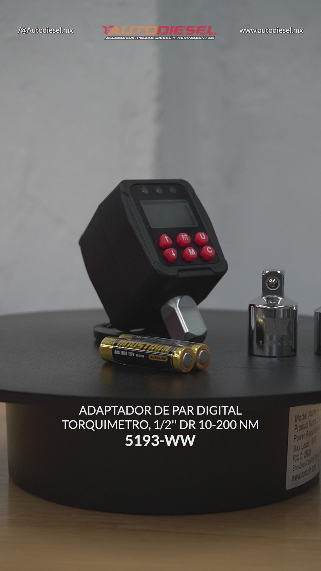 Adaptador de par digital; torquimetro, 1/2'' dr 10-200 Nm 5193-WW