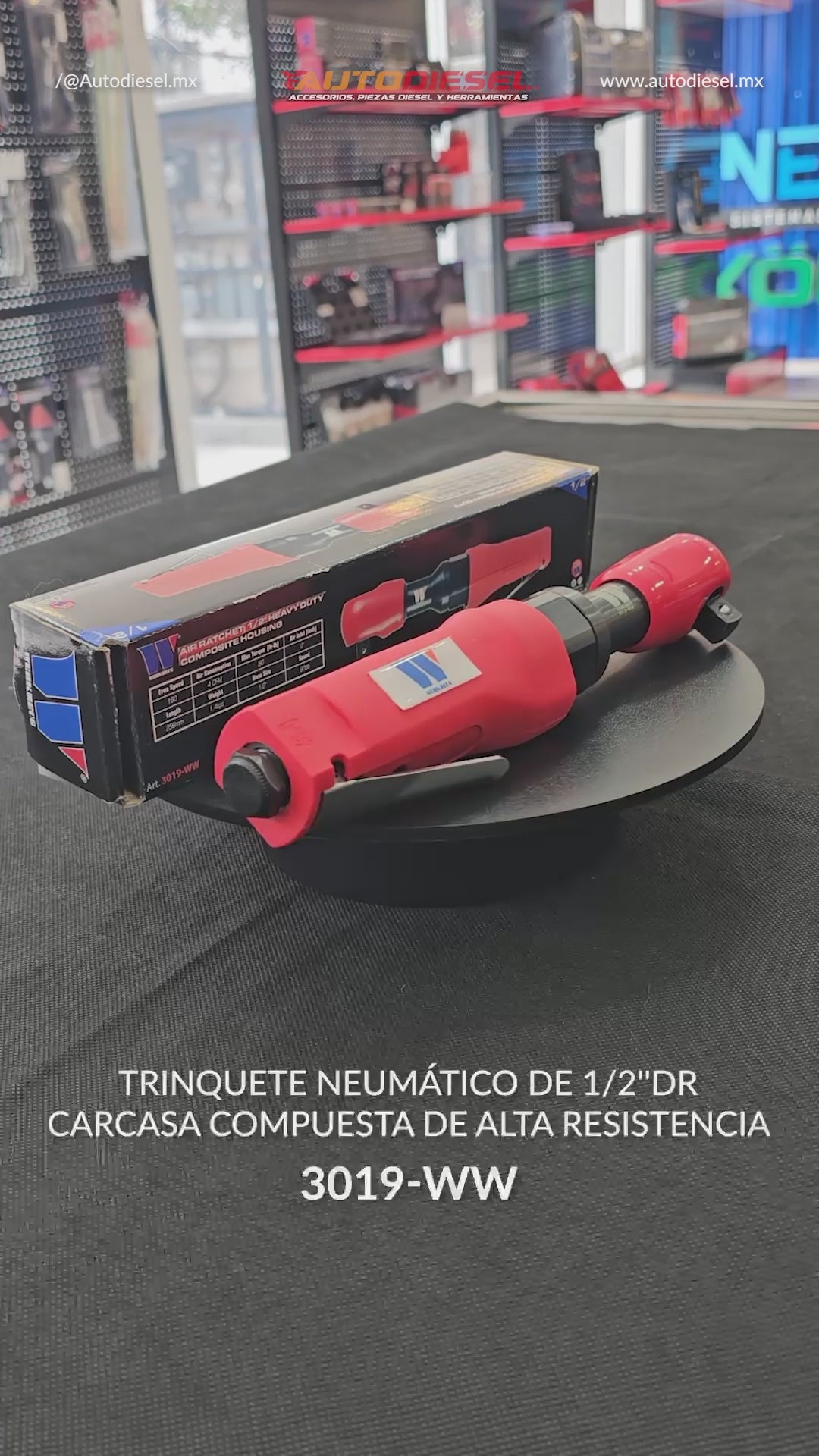 Trinquete neumático; Carcasa compuesta de alta resistencia de 1/2''dr 3019-WW