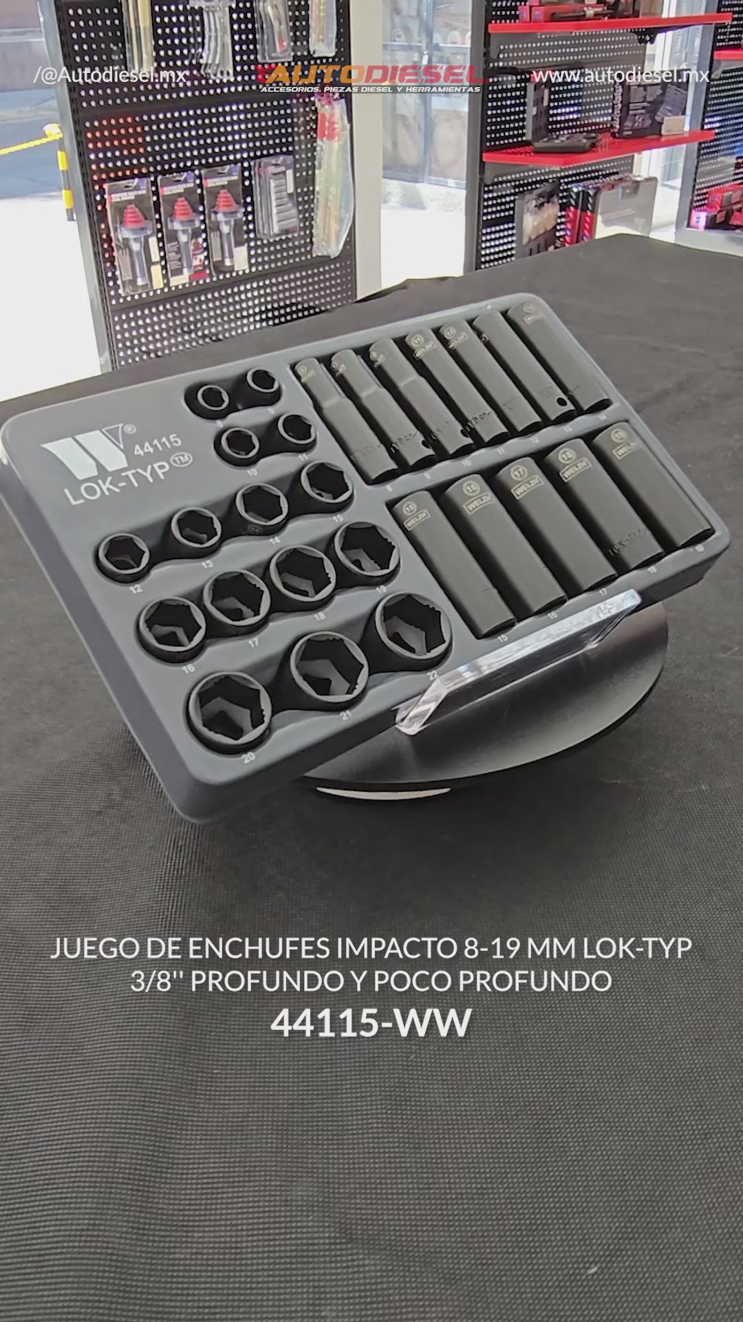 Juego de enchufes impacto 8-19 mm Lok-Typ; 3/8'', profundo y poco profundo 44115-WW
